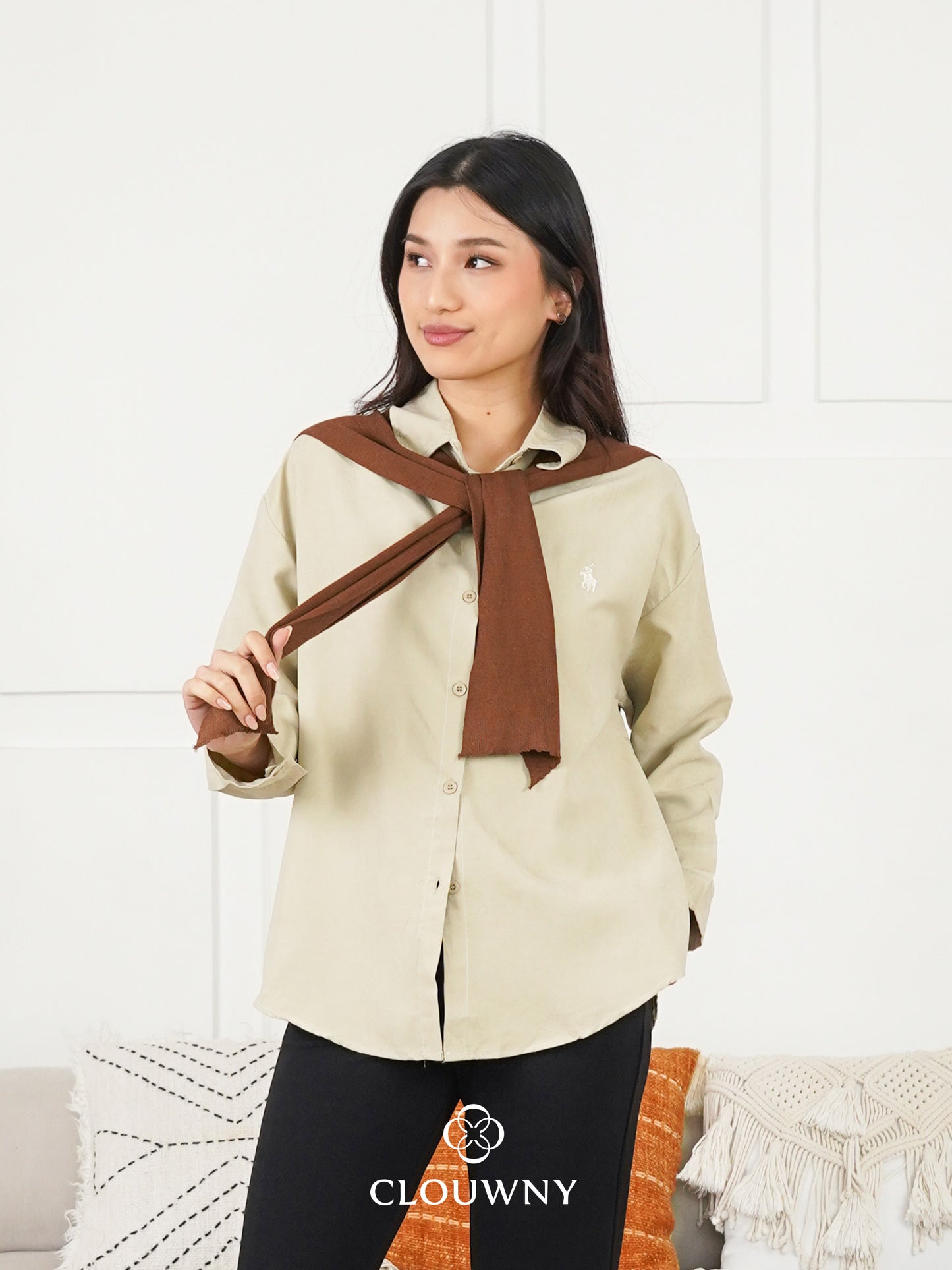 Cameron Scarf Shirt - Khaki
