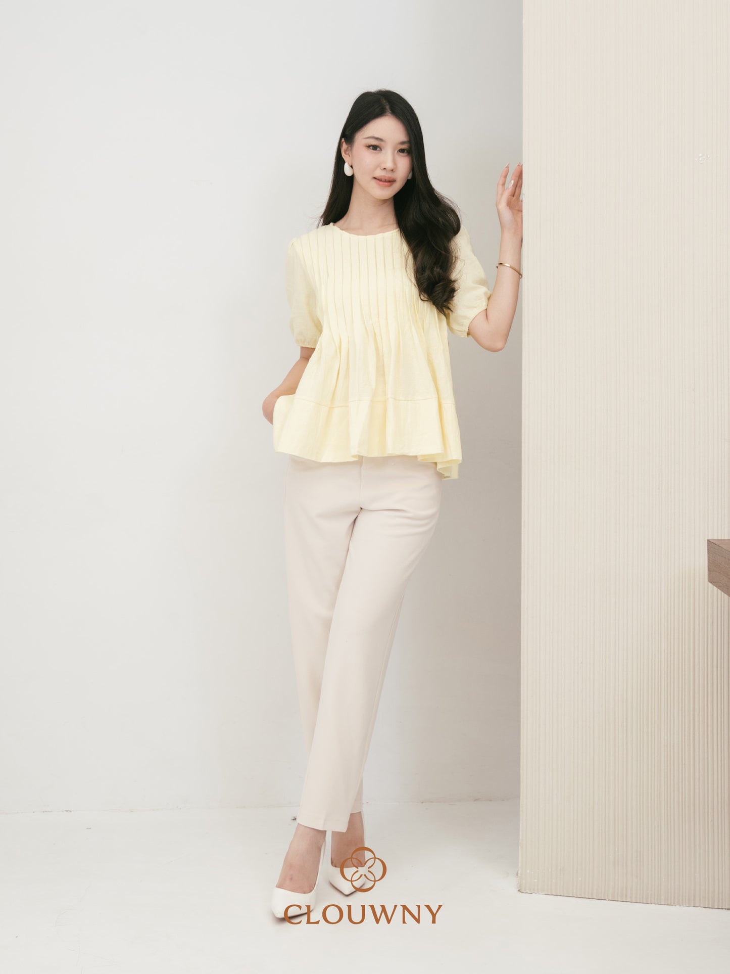 Elysia Pleated Top - Yellow