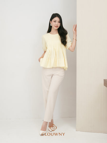 Elysia Pleated Top - Yellow