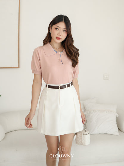 Hervia Double Button Knit Top - Pink