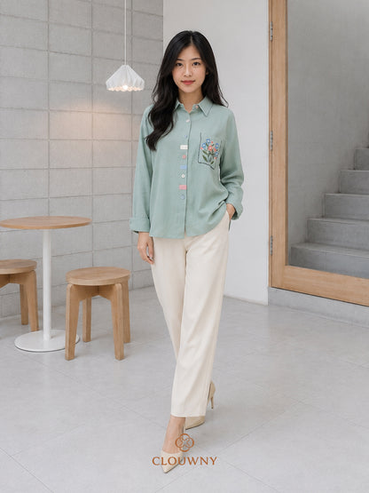 Colourful List Cotton Longsleeve - Mint
