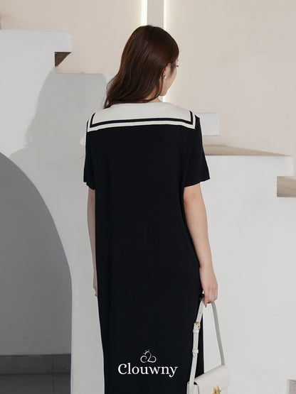 Haru Scarf Knit Dress - Black