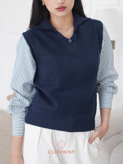 Enji Combi Stripes Top - Navy