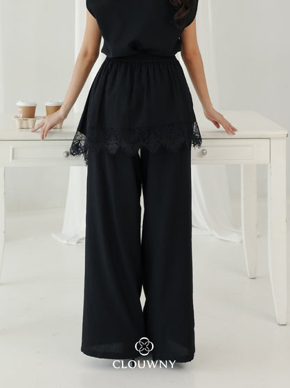 Mercy Lace Cullotes Pants - Black