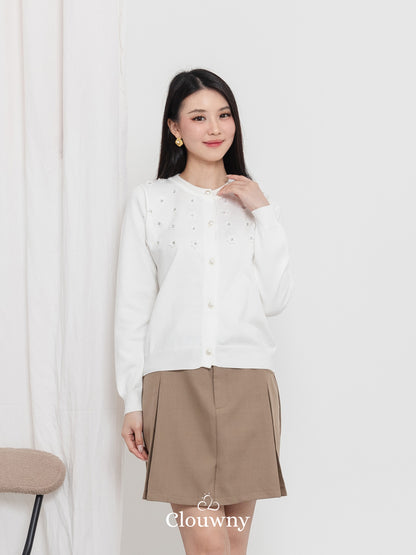 Anya Button Knit Cardigan - White