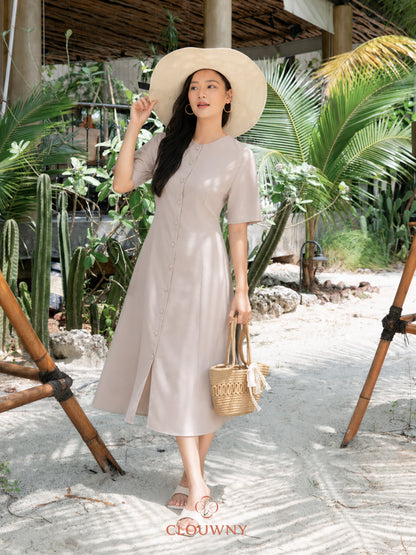 Mirsya Button Dress - Khaki