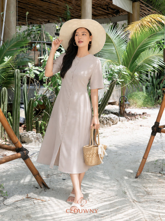 Mirsya Button Dress - Khaki