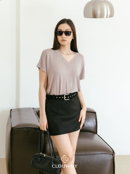 Paula Suede Mini Skort - Black