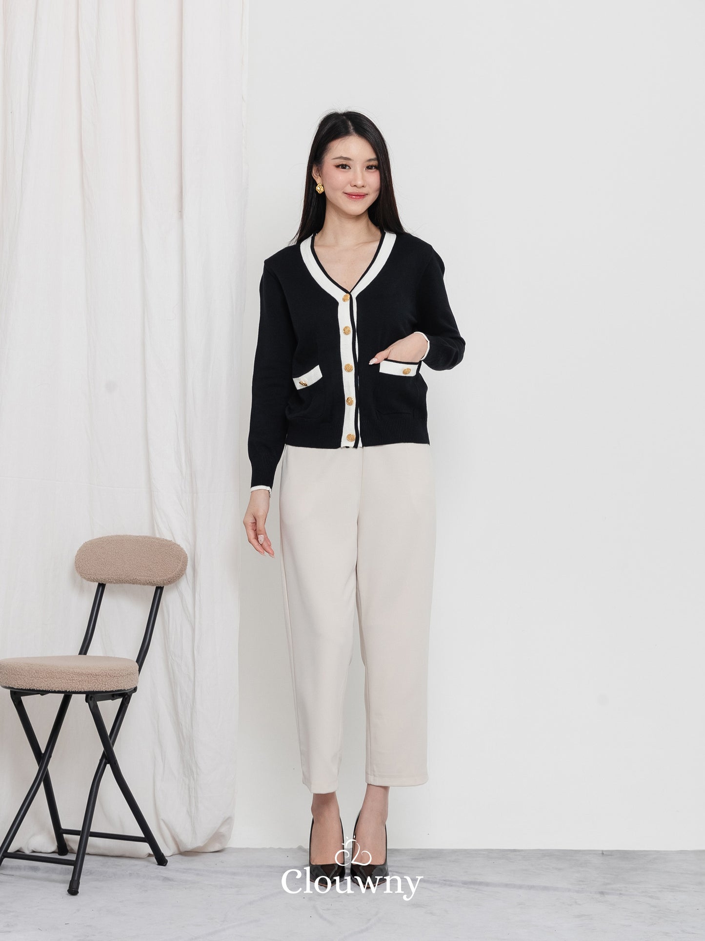 Morza Button Knit Cardigan - Black