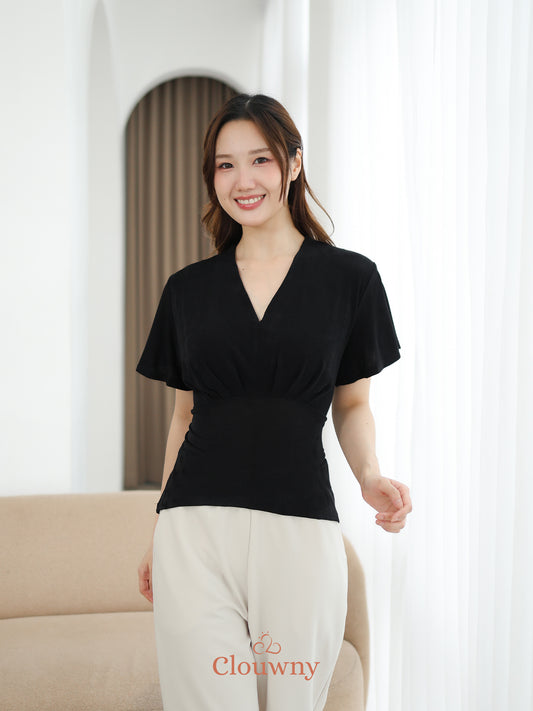 Cora Bow Knit Top - Black