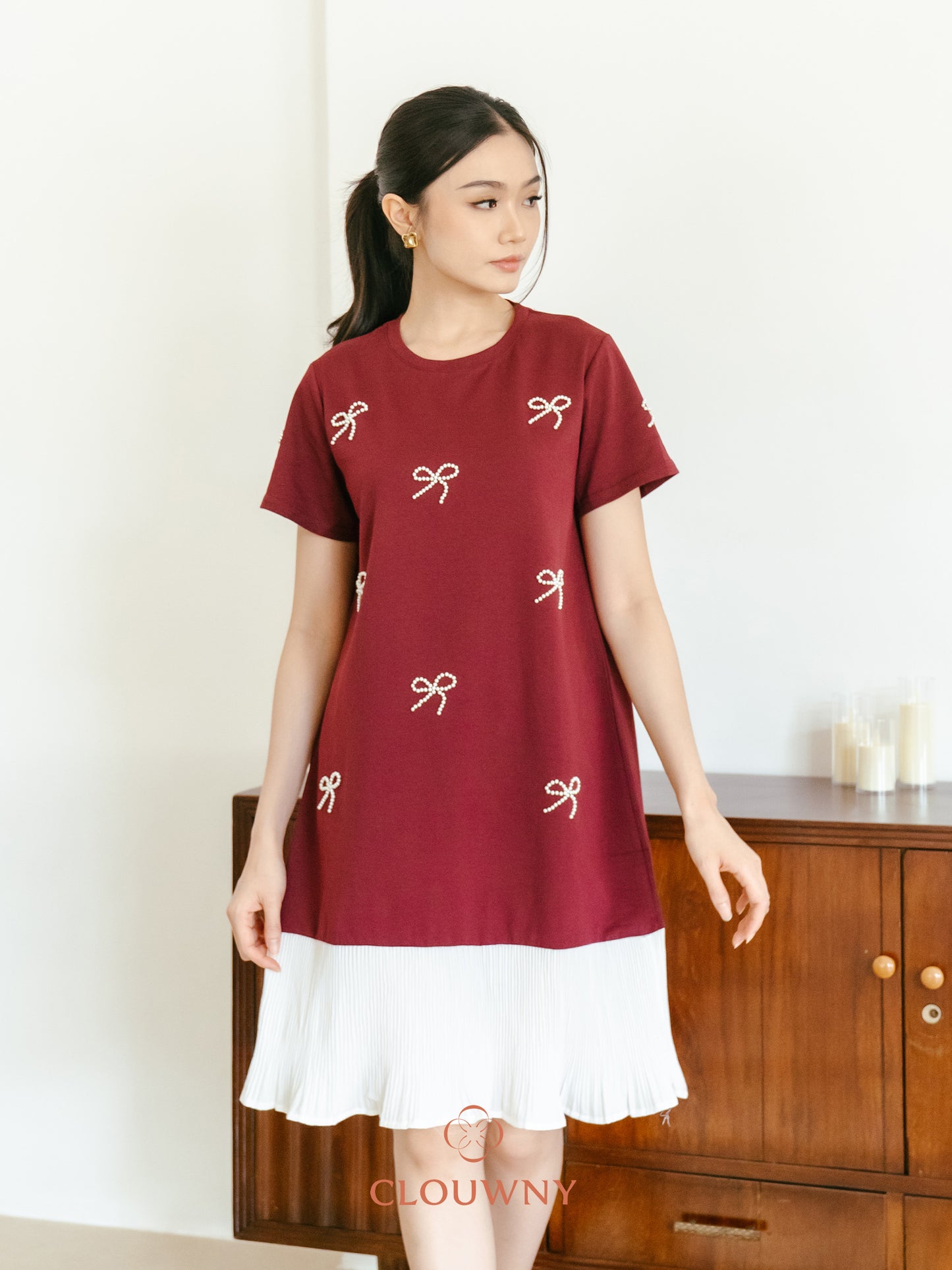 Dania Bow Dress - Magenta