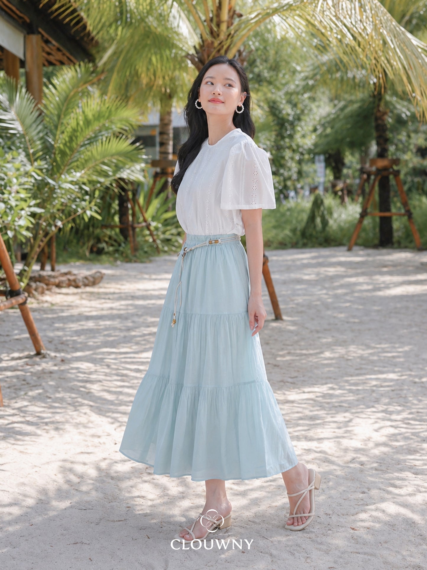 Summer Maxi Linen Skirt - Mint