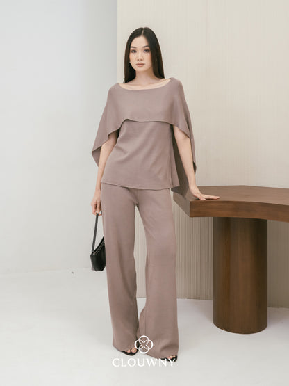 Viona Cape Knit Set - Beige