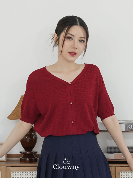 Vianey Knit Top - Maroon