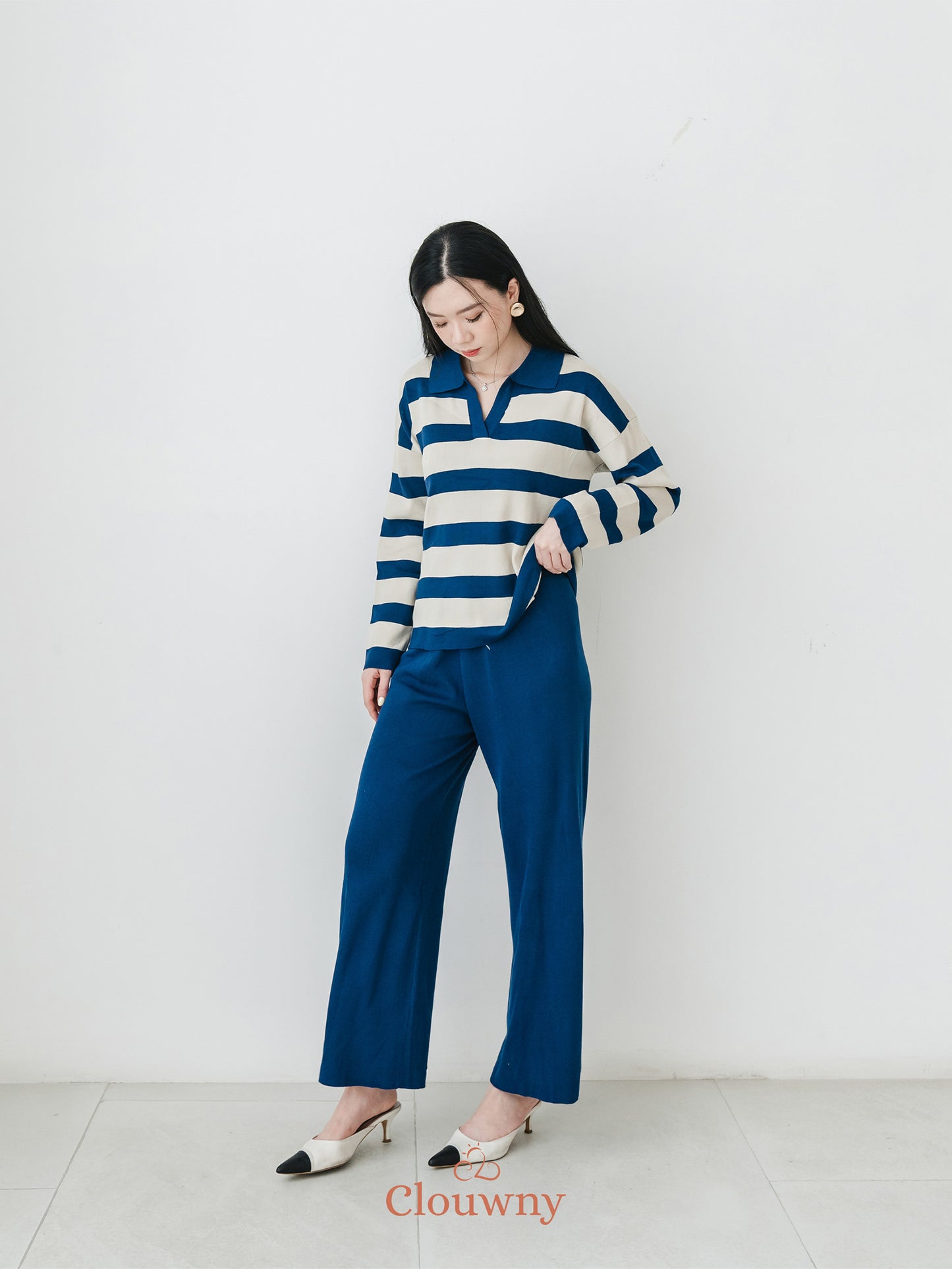 Melbi Stripes Knit Set - Blue