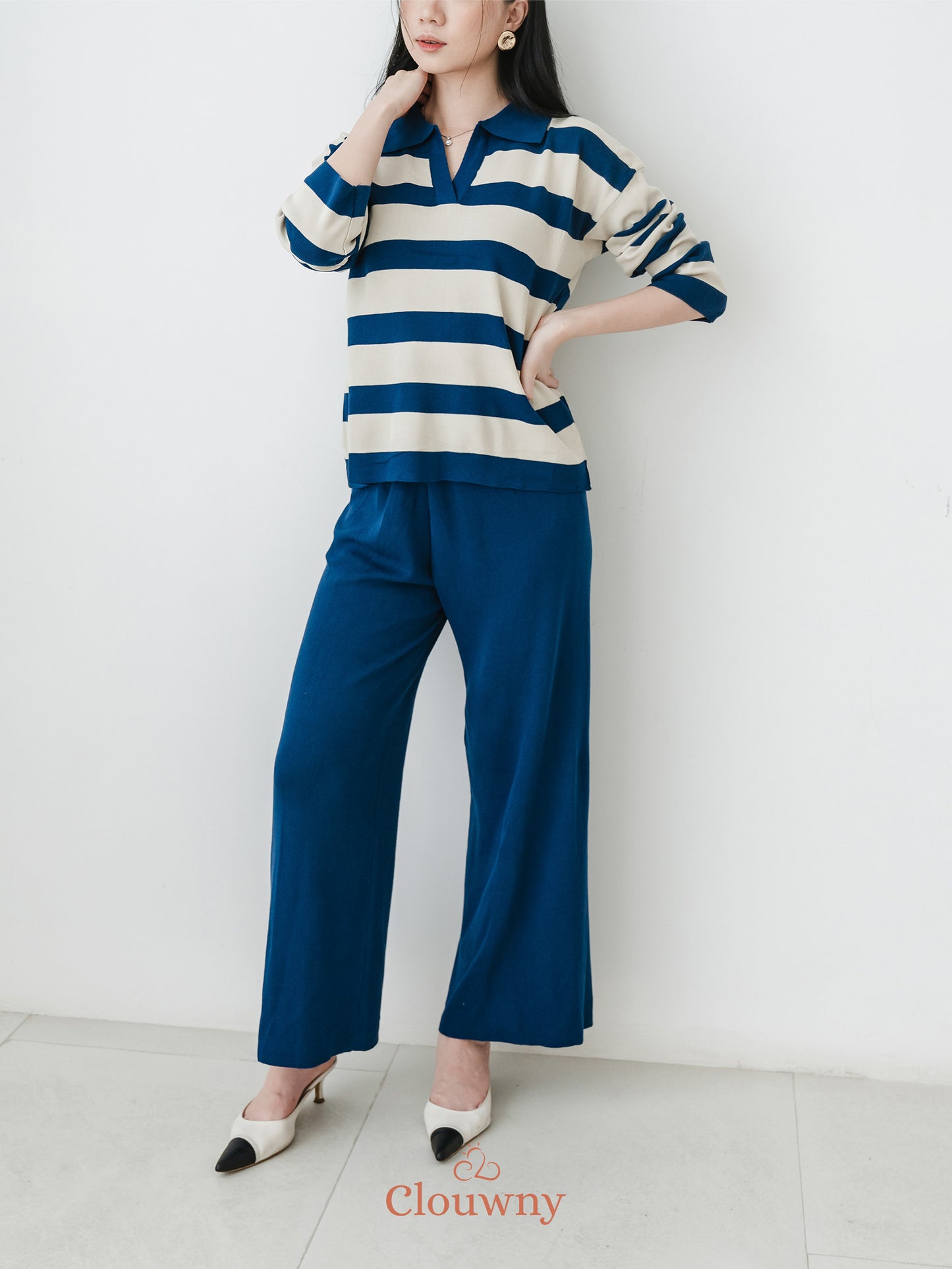 Melbi Stripes Knit Set - Blue