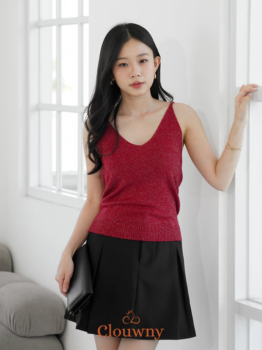 Dela Spaghetti Glitter Tanktop - Maroon