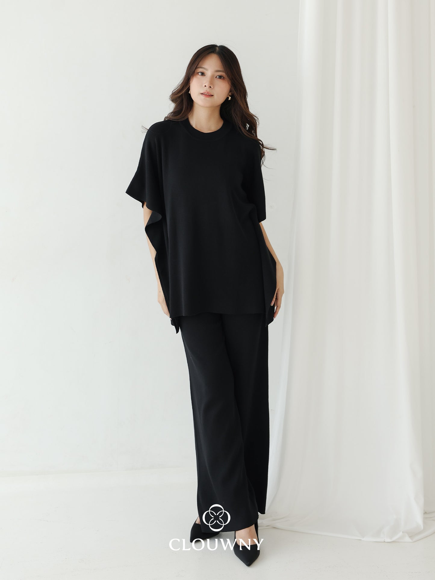 Joel Batwing Knit Set - Black