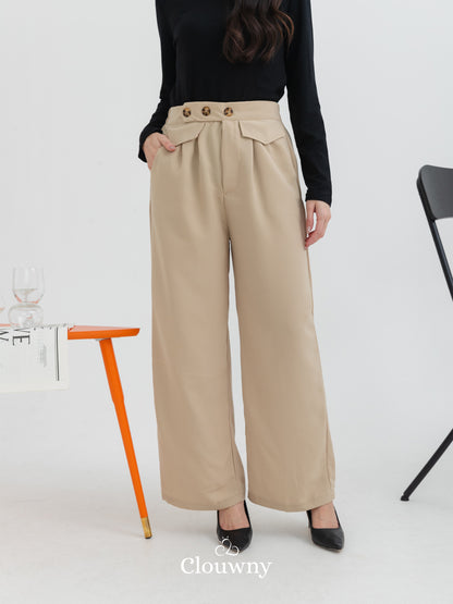 Quin Three Button Pants - Nude