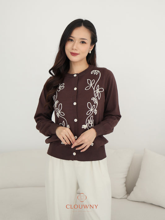 Brinda Button Cardigan - Coffee