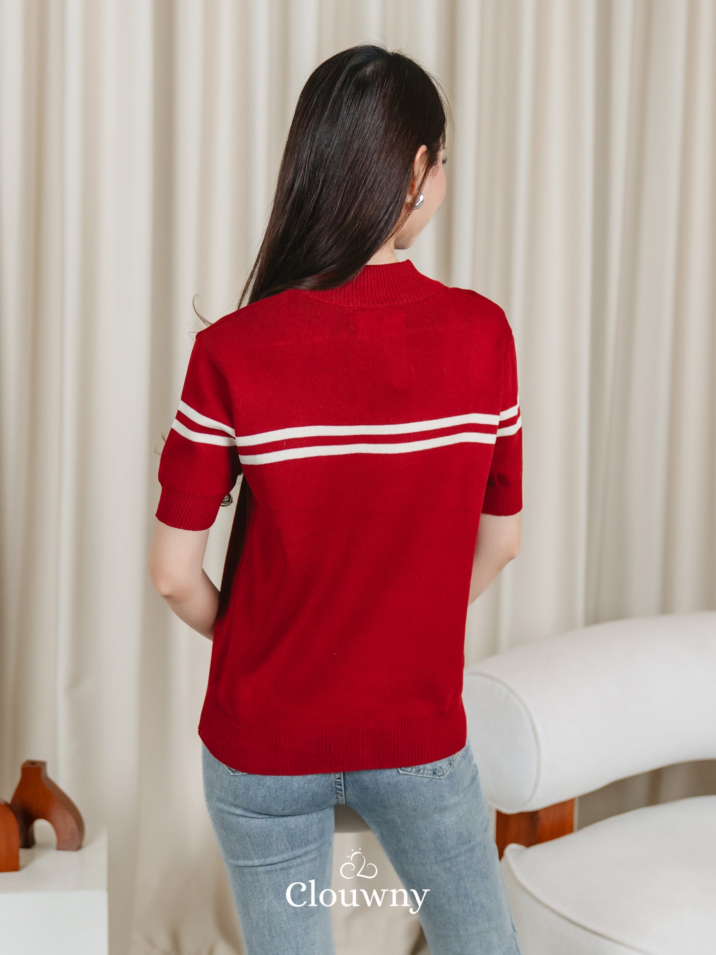 Mia Stripes Top - Maroon