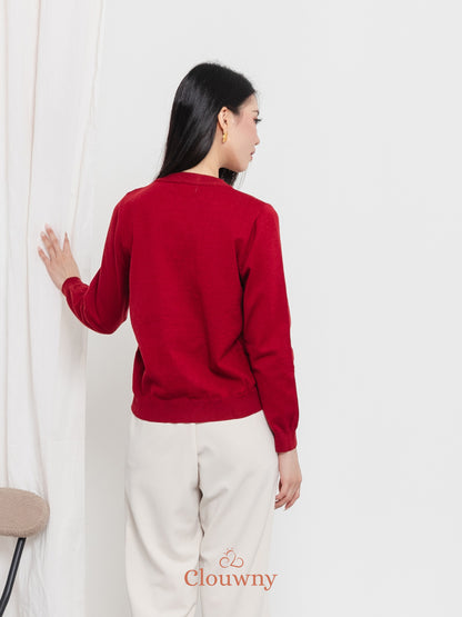 Oxa Button Knit Cardigan - Maroon