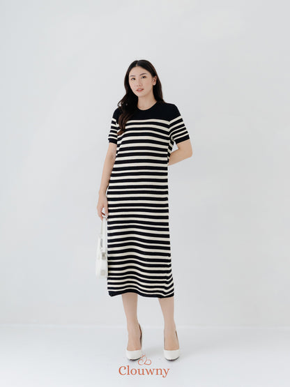 Mona Stripes Dress - Black