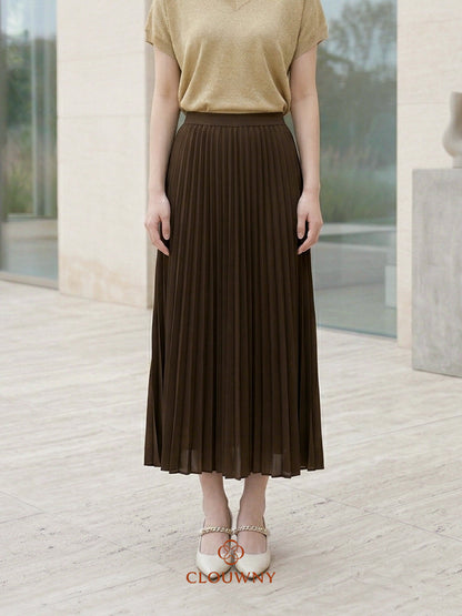 Aretha Pleated Skirt - Coffee