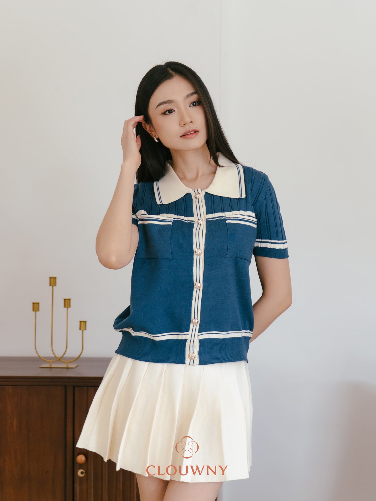 Pegi List Button Knit Top - Teal