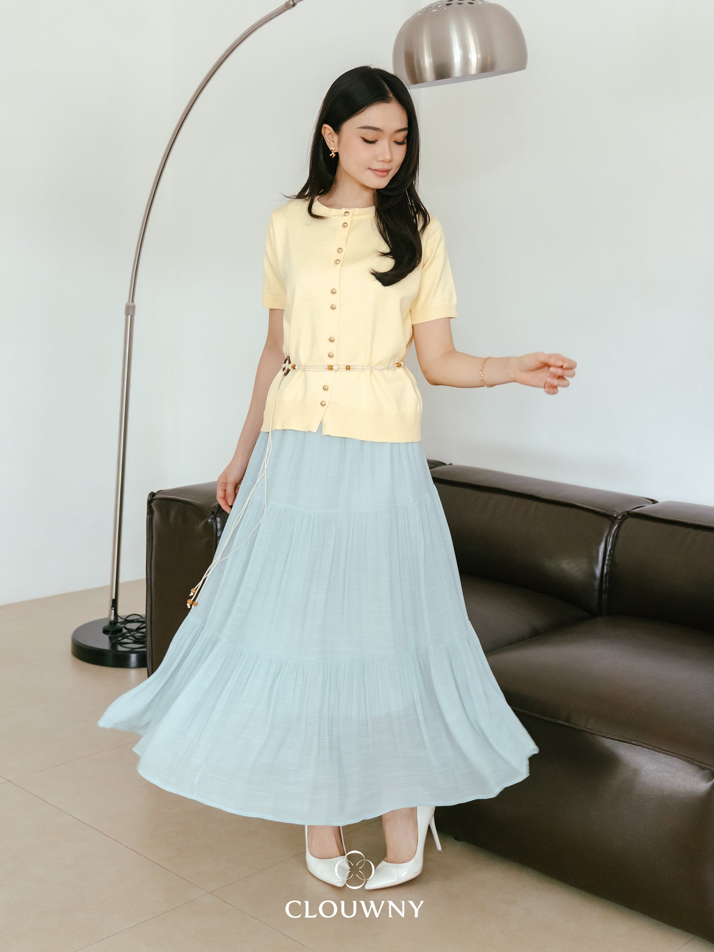 Summer Maxi Linen Skirt - Mint