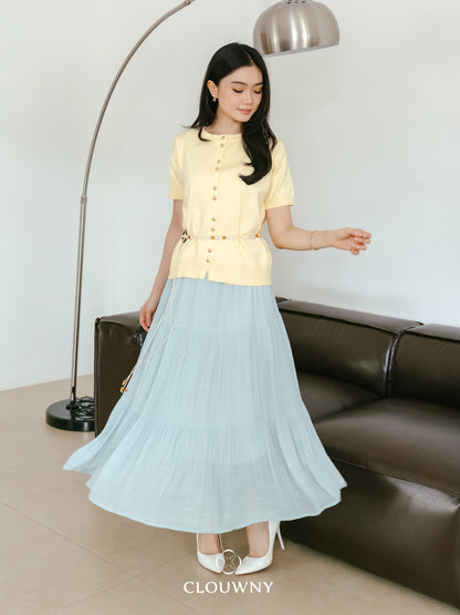 Summer Maxi Linen Skirt - Mint