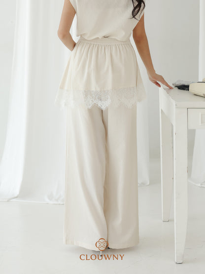 Mercy Lace Cullotes Pants - Broken White