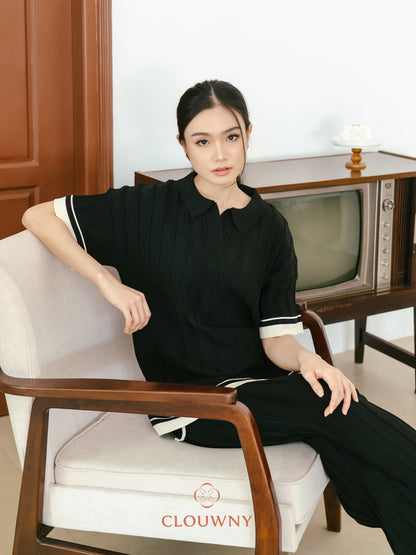 Aureli Collar Knit Set - Black