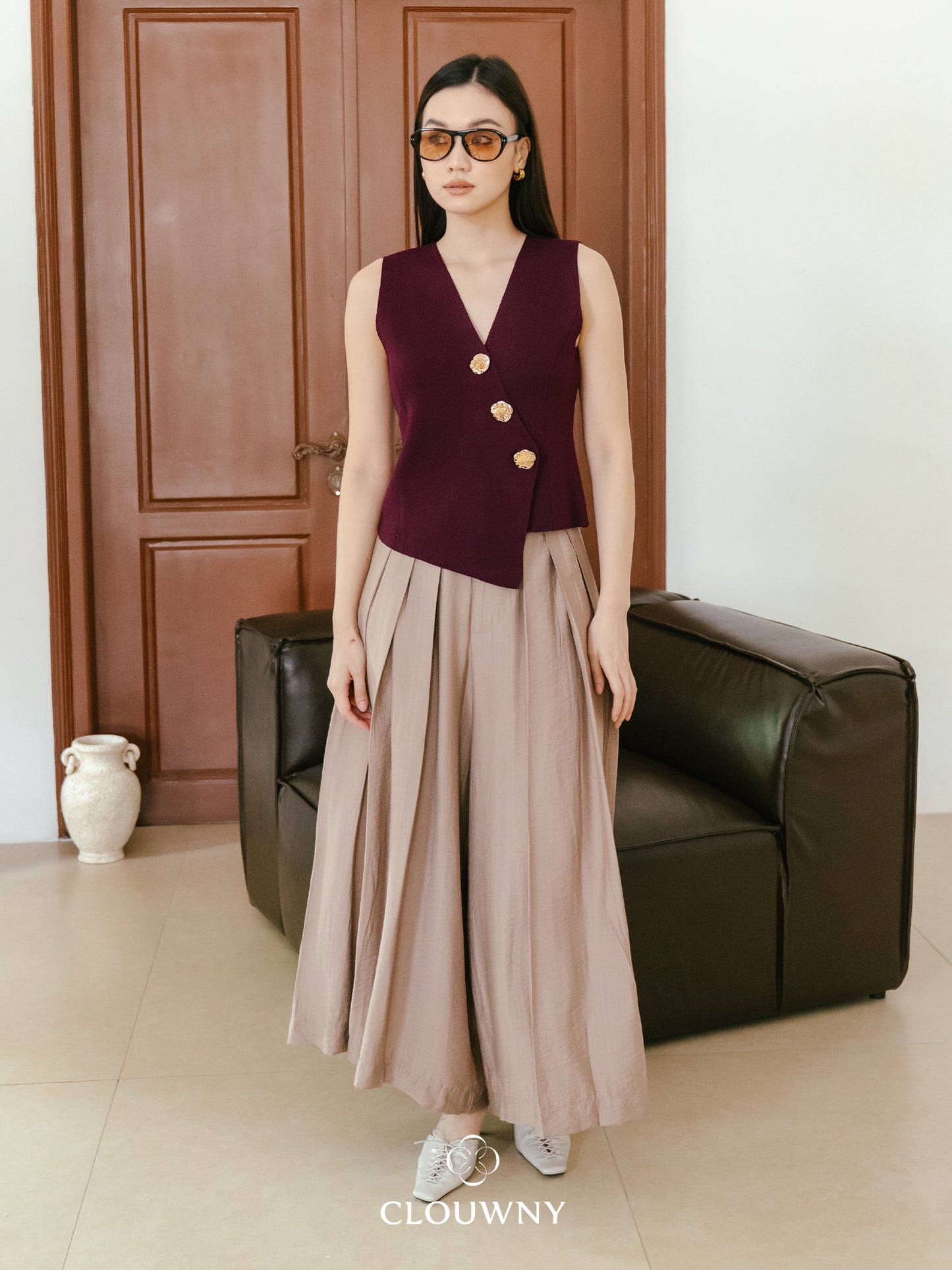 Bianca Asymmetric Vest - Magenta