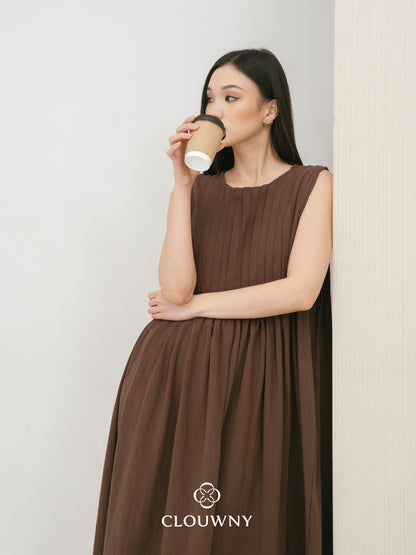 Siena Linen Maxi Dress - Coffee