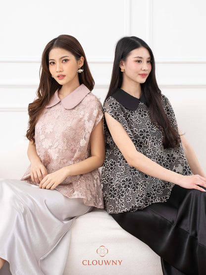 Bethari Collar Lace Top - Black