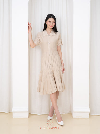 Deslin Button Dress - Cream