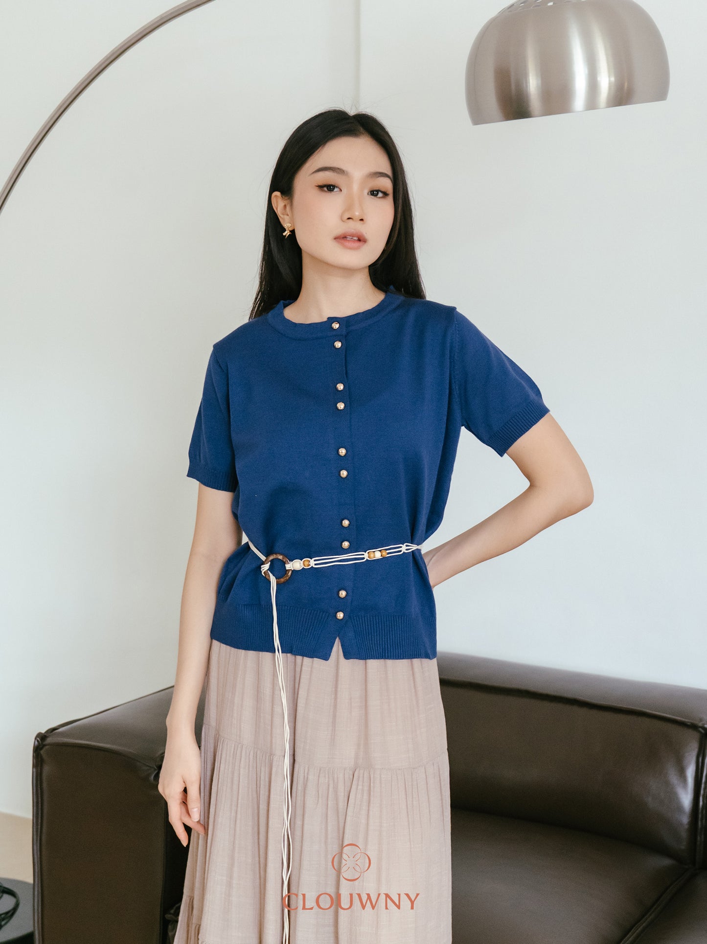 Rizel Double Button Top - Navy