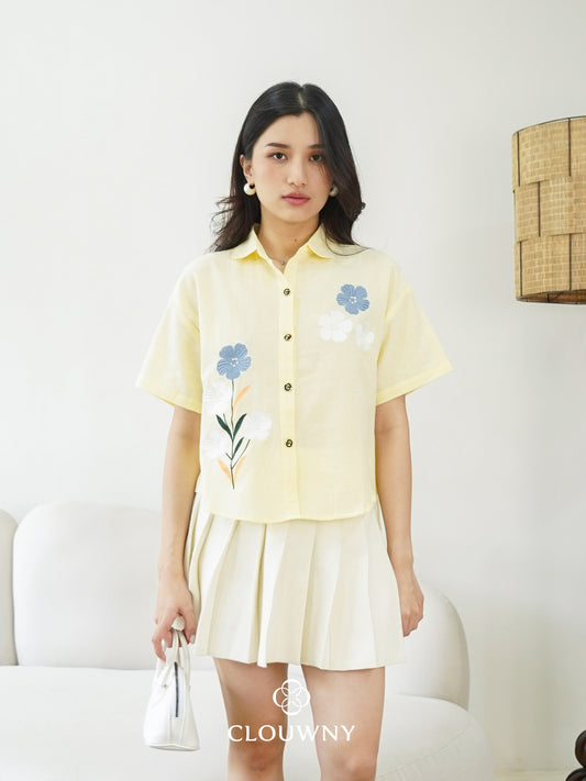 Loka Flower Cotton Shirt - Yellow