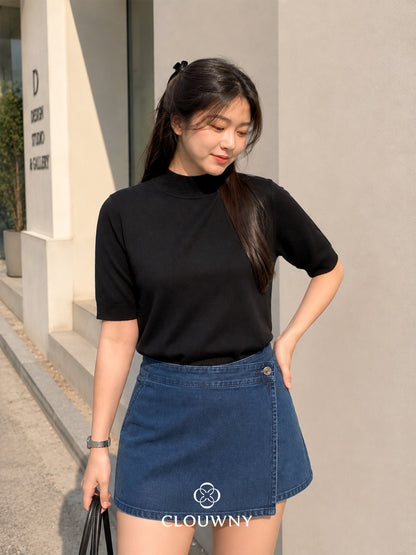 West Round Knit Top - Black