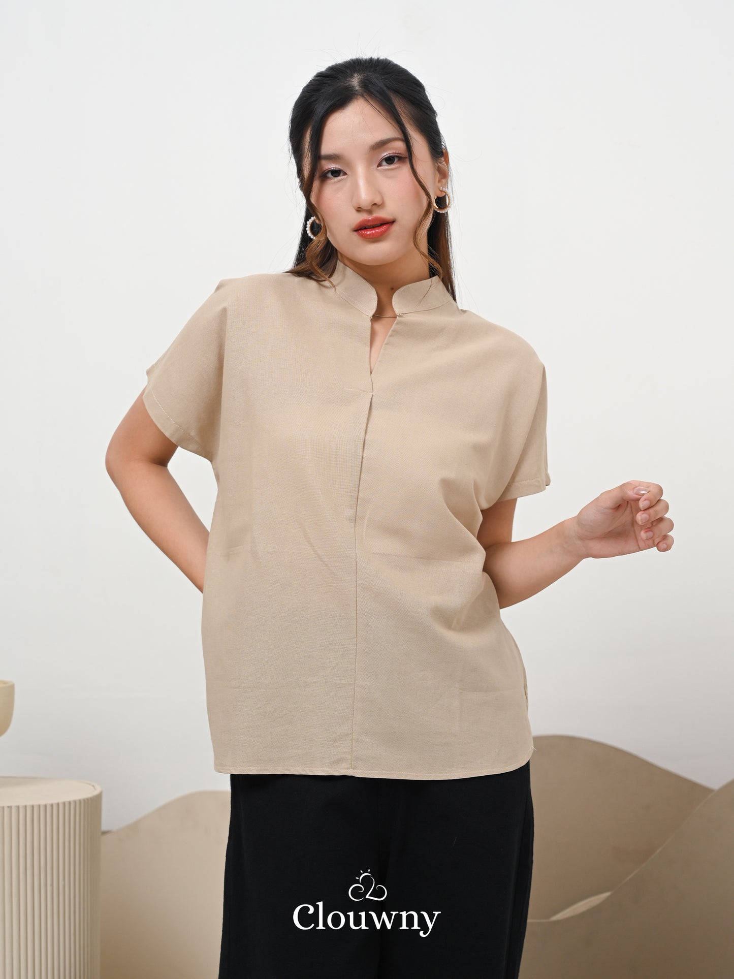 Marfie Loose Blouse Top - Cream