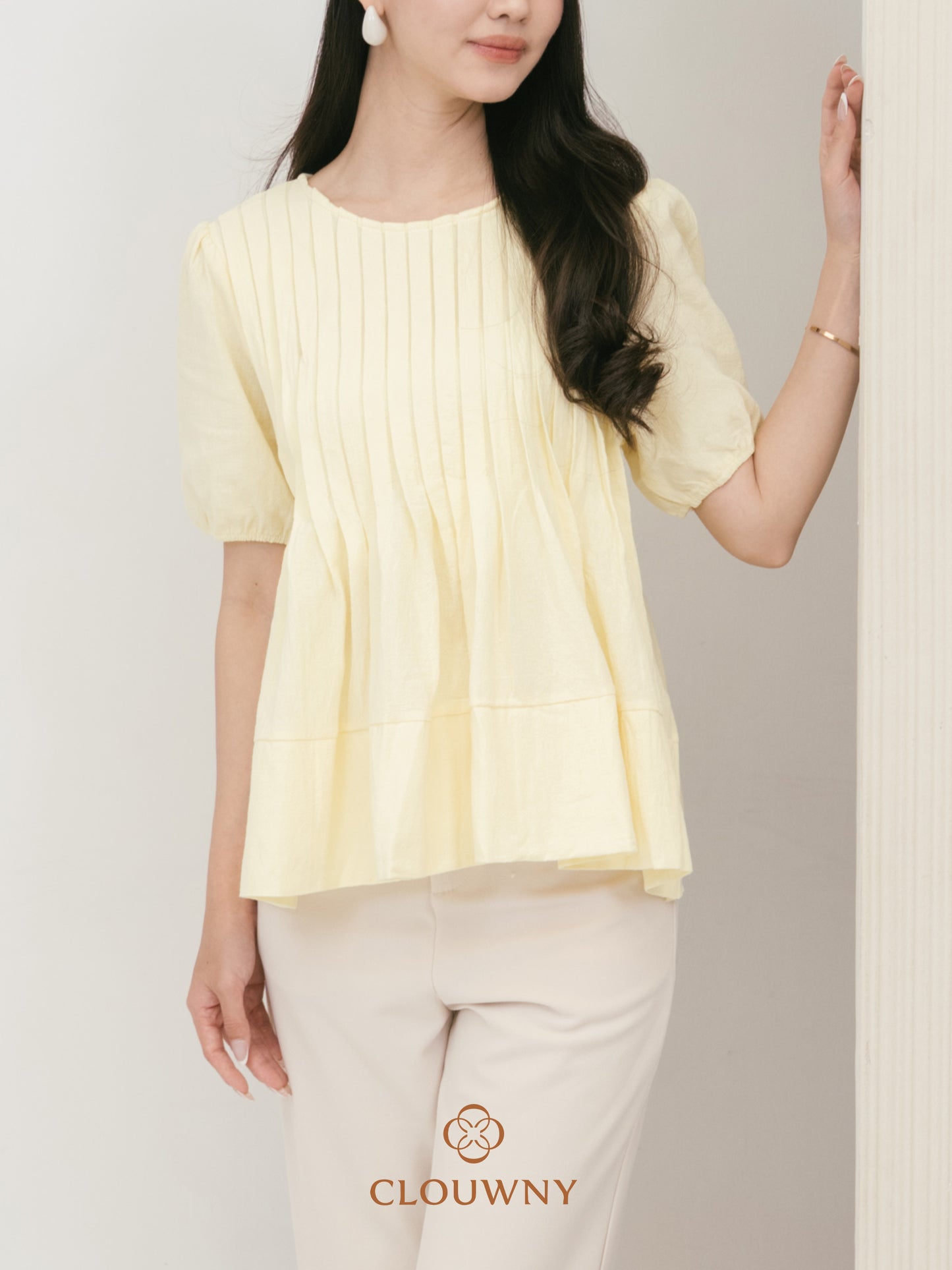 Elysia Pleated Top - Yellow