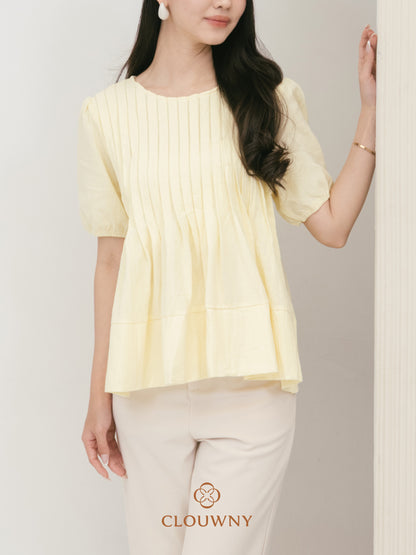 Elysia Pleated Top - Yellow