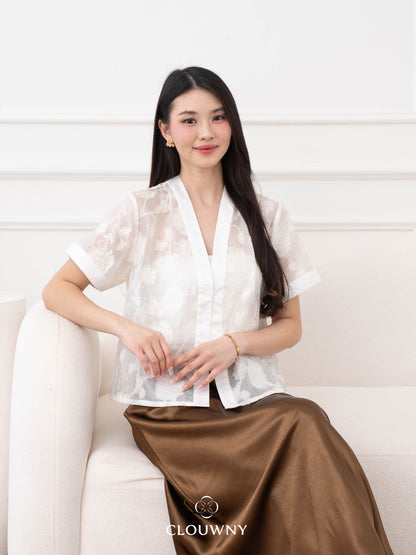 Carisa Embroidery Lace Blouse - Broken White