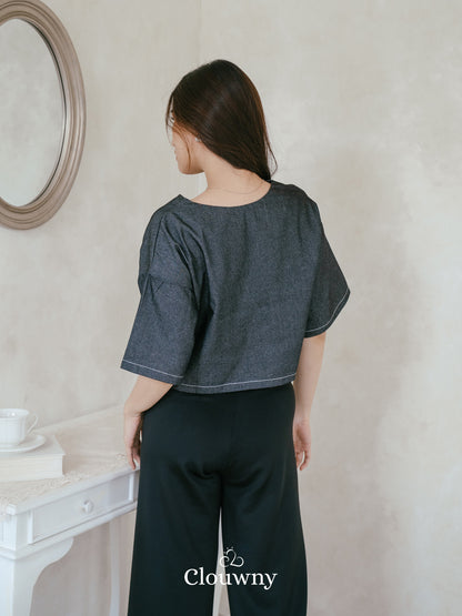 Hansen Vneck Blouse - Grey