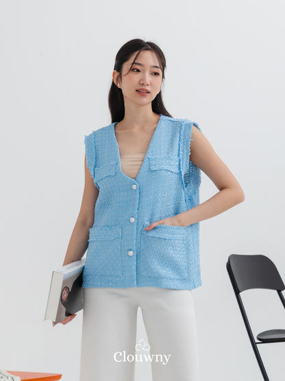 Nada Tweed Vest - Blue