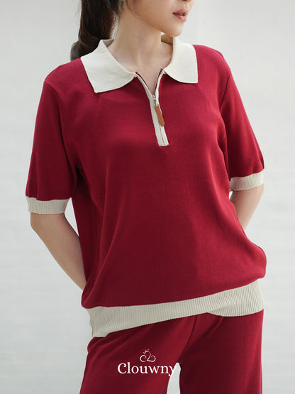 Zippy Knit Set - Maroon