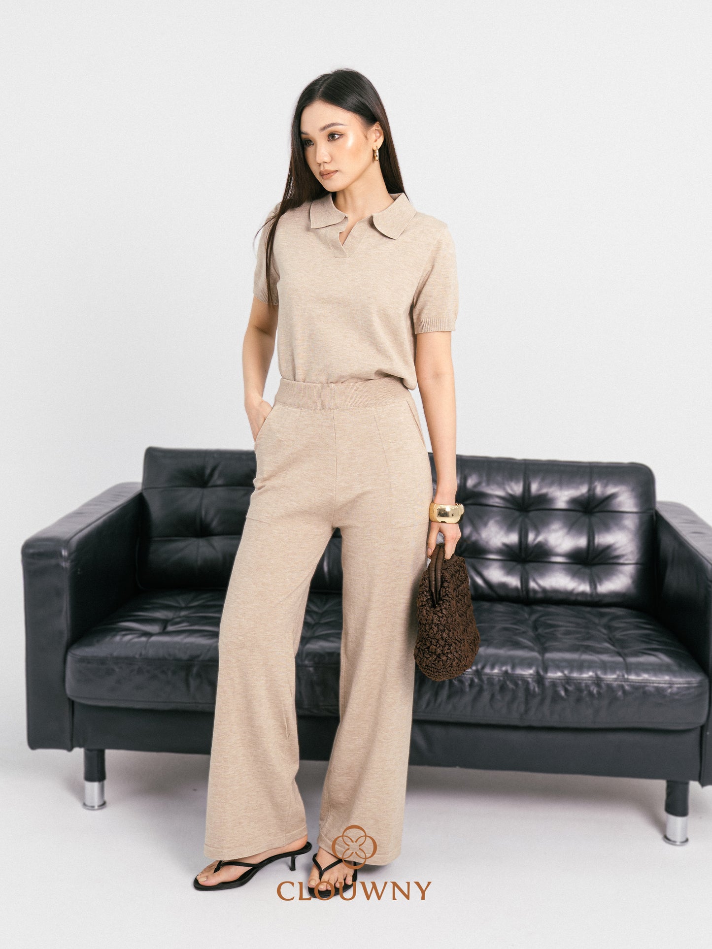 Bethani Collar Knit Set - Khaki