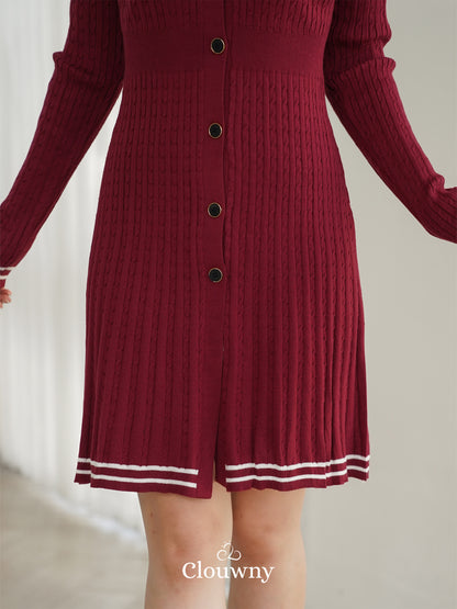 Scarlet Longsleeve Knit Dress - Maroon