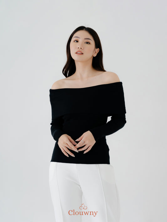 Sherina Sabrina Top Shoulder - Black